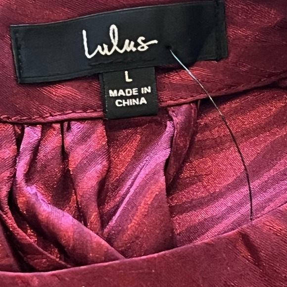 LULU'S FIERCE VISION JACQUARD CUTOUT SATIN MIDI DRESS IN WINE RED NWT SIZE LARGE - Picture 14 of 16